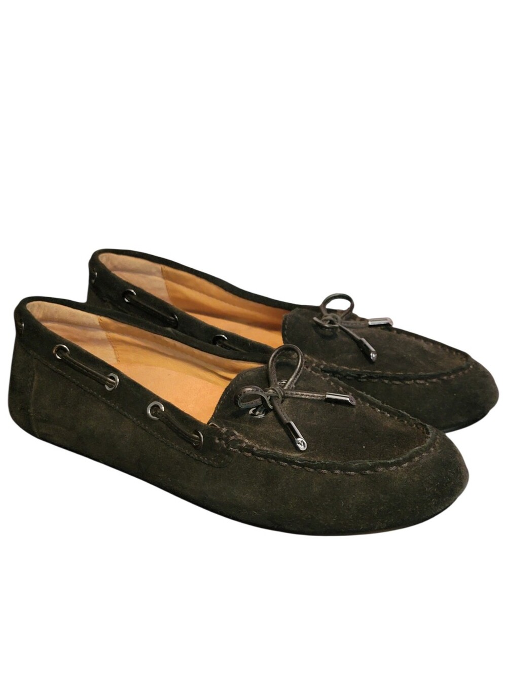 Vionic Shoes Black Virginia‎ Loafer Leather Suede Honor Bow Moccasins 8.5